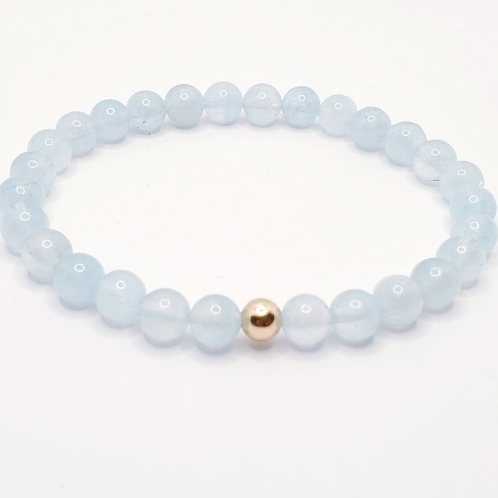 Genuine Aquamarine beaded bracelet
